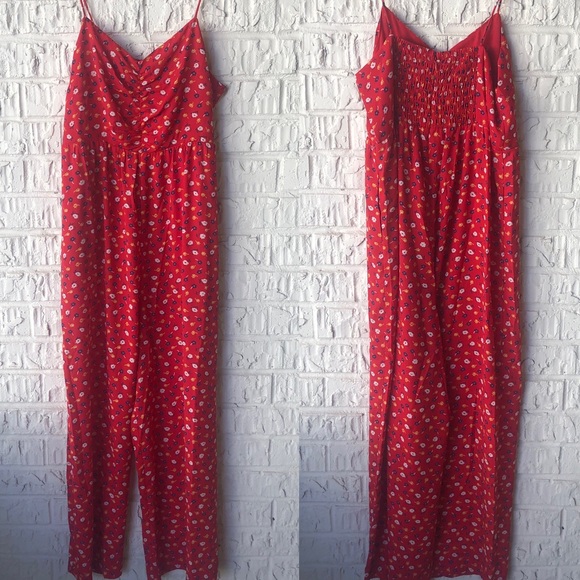 Madewell Ruched Wide Leg Floral Jumpsuit Sz 10 - Picture 3 of 7